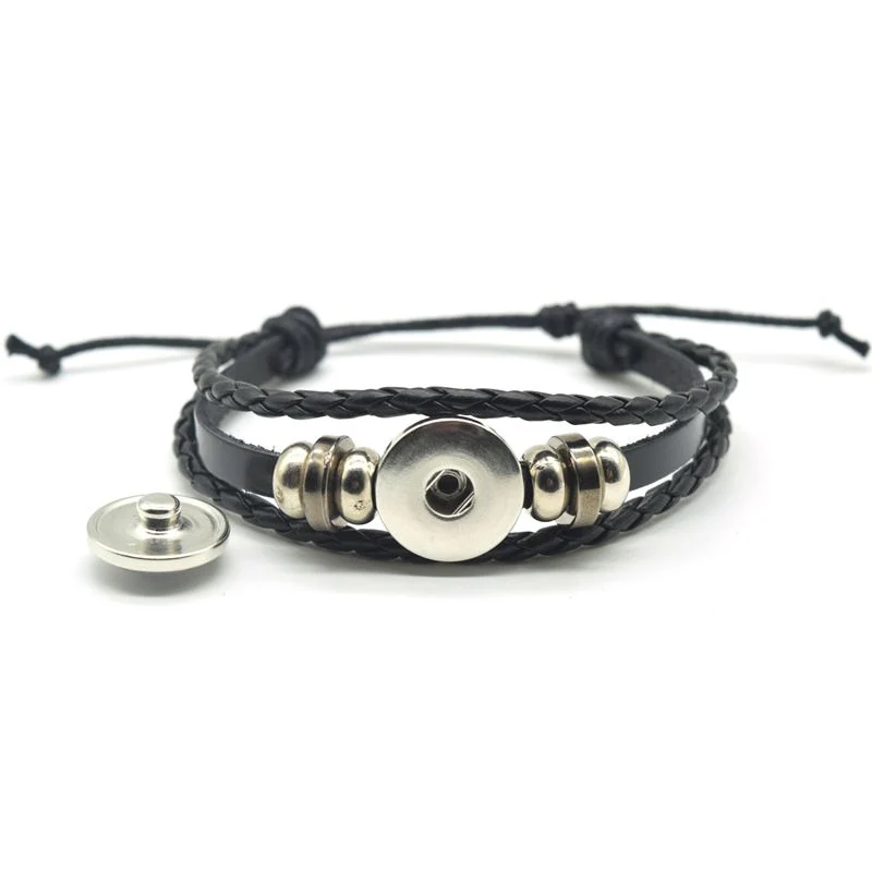 Black White Tai Chi Snap Button Bracelet Different Design Yin Yang Jewelry Steampunk Leather Bangle Weave Jewelry Bracelet - Image 3