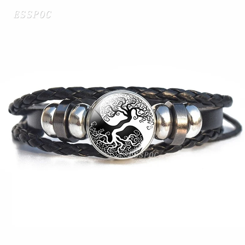 Black White Tai Chi Snap Button Bracelet Different Design Yin Yang Jewelry Steampunk Leather Bangle Weave Jewelry Bracelet - Image 6