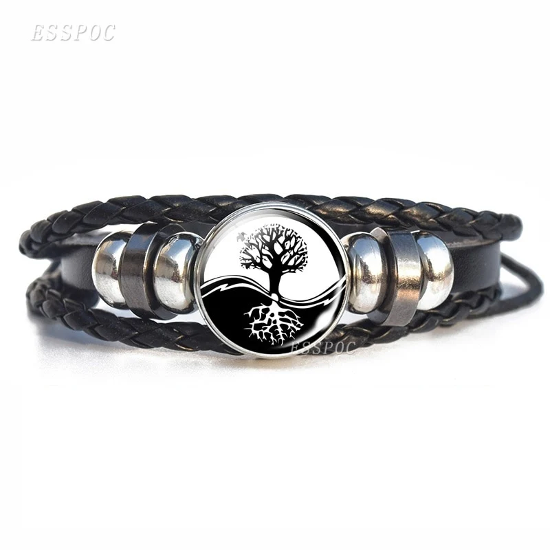 Black White Tai Chi Snap Button Bracelet Different Design Yin Yang Jewelry Steampunk Leather Bangle Weave Jewelry Bracelet - Image 8