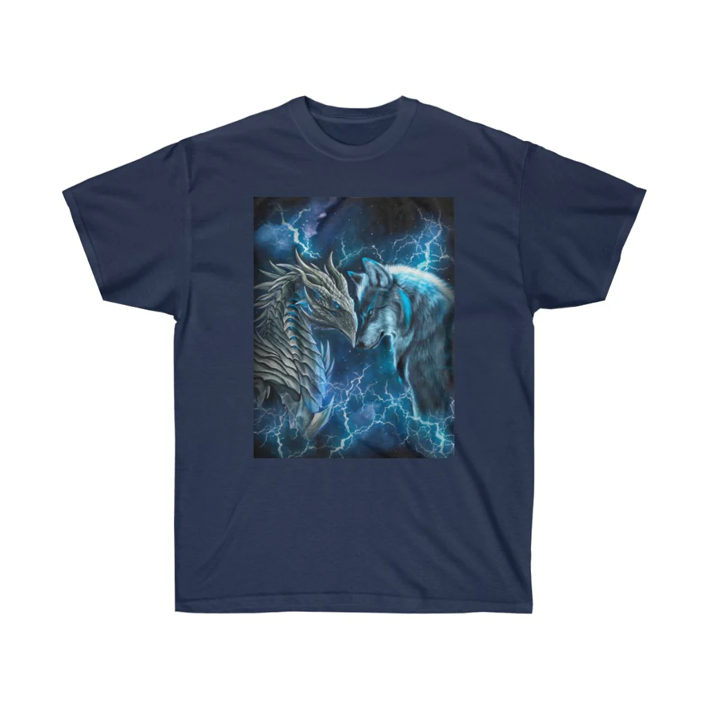 Dragon and Wolf Blue Lighting T-Shirt - Image 10