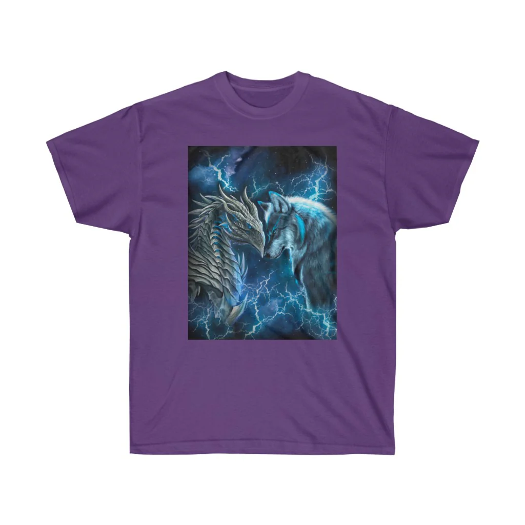 Dragon and Wolf Blue Lighting T-Shirt - Image 11