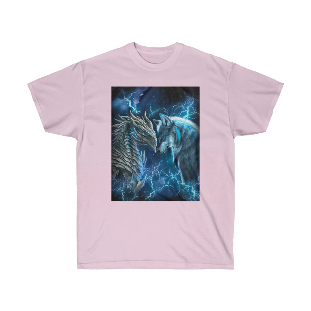 Dragon and Wolf Blue Lighting T-Shirt - Image 12