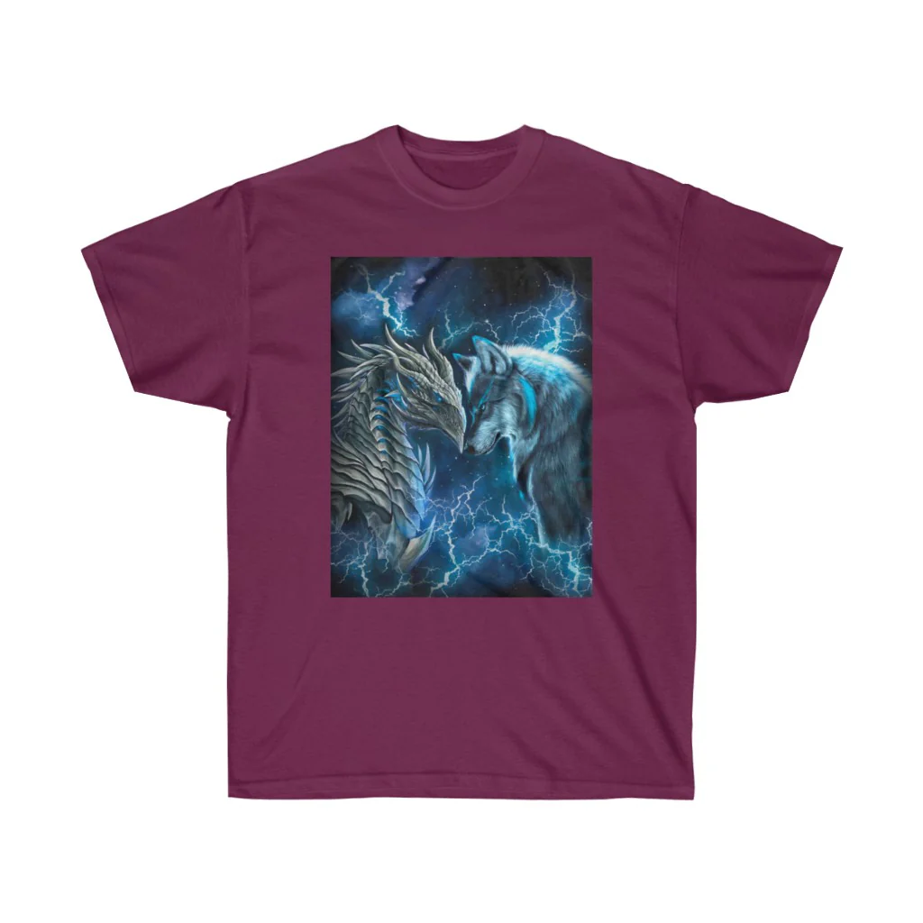 Dragon and Wolf Blue Lighting T-Shirt - Image 13