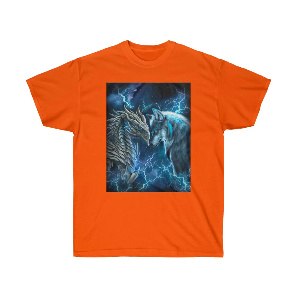 Dragon and Wolf Blue Lighting T-Shirt - Image 3