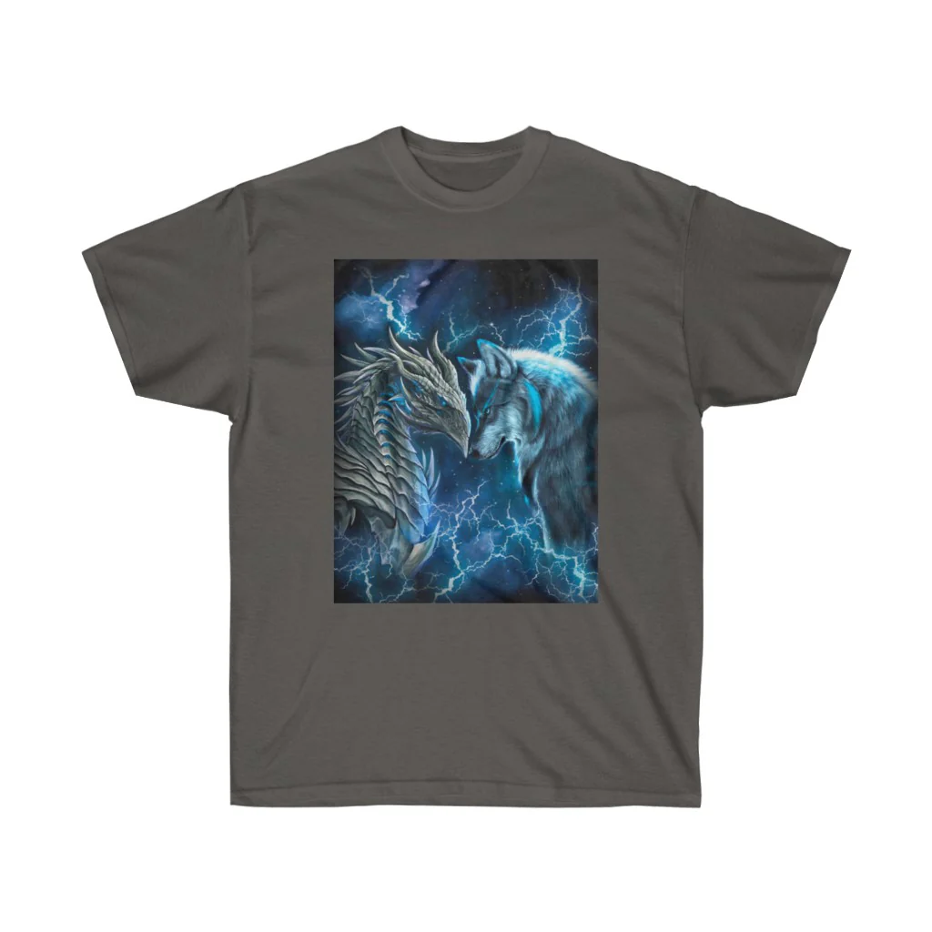 Dragon and Wolf Blue Lighting T-Shirt - Image 4