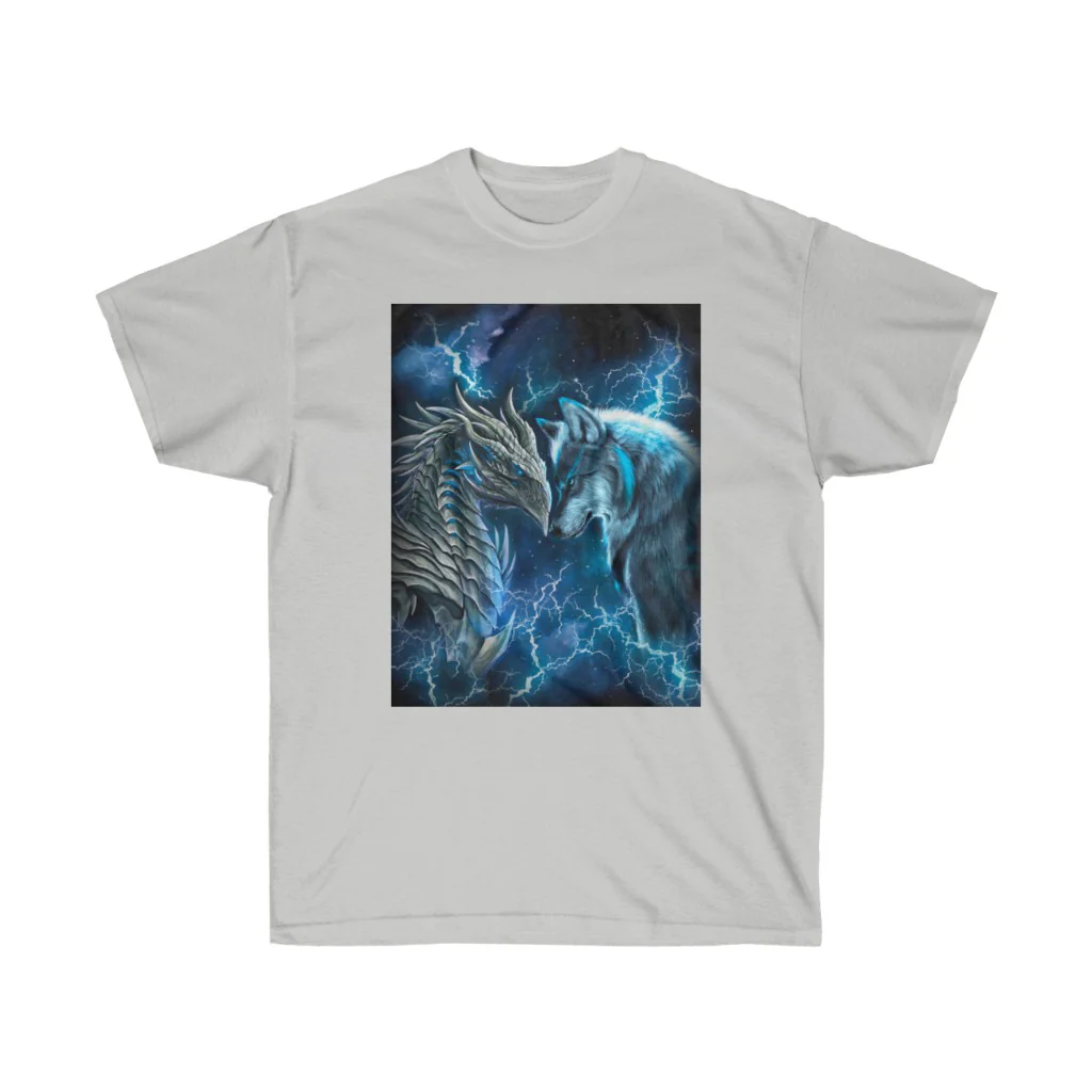 Dragon and Wolf Blue Lighting T-Shirt - Image 5