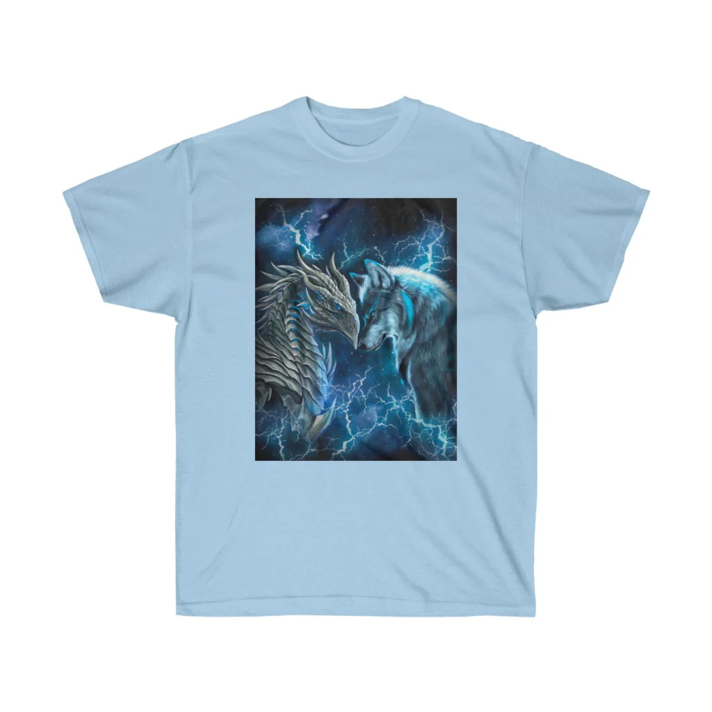 Dragon and Wolf Blue Lighting T-Shirt - Image 6