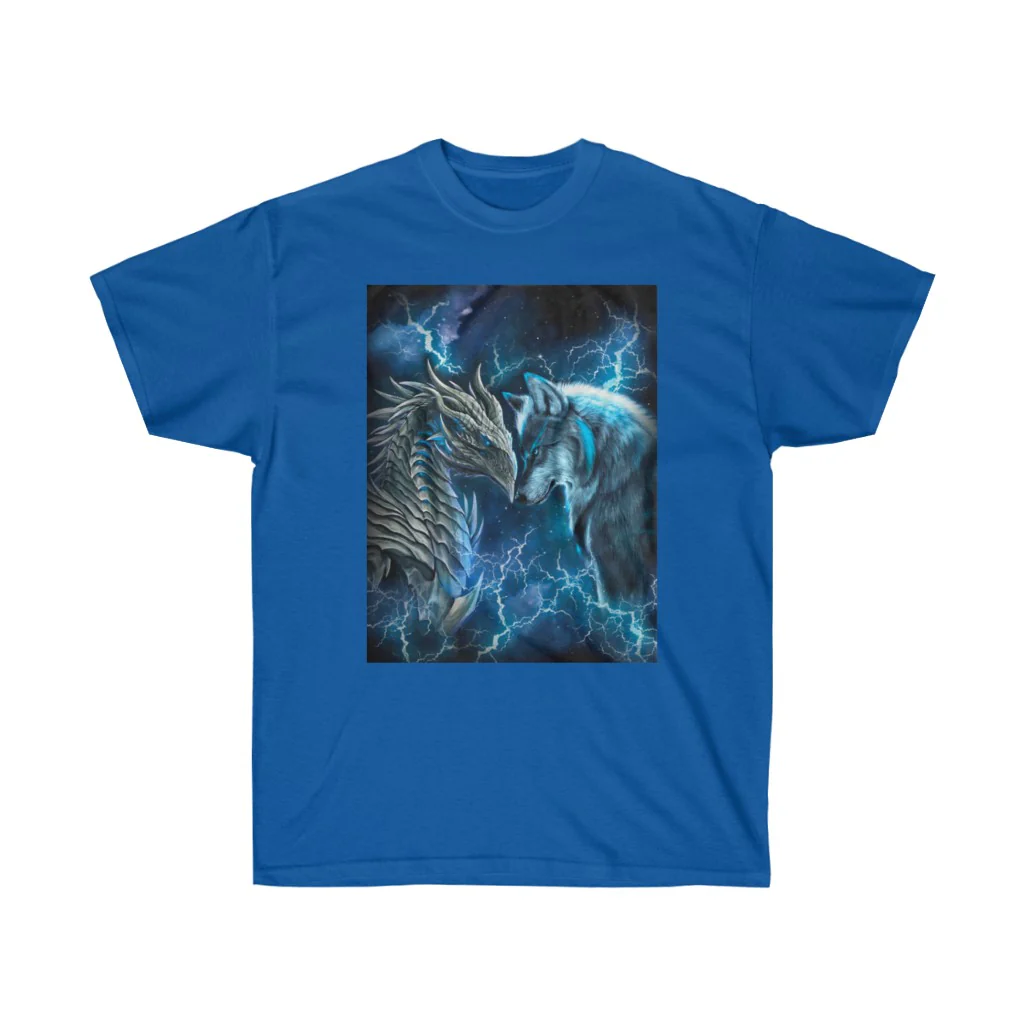 Dragon and Wolf Blue Lighting T-Shirt - Image 8