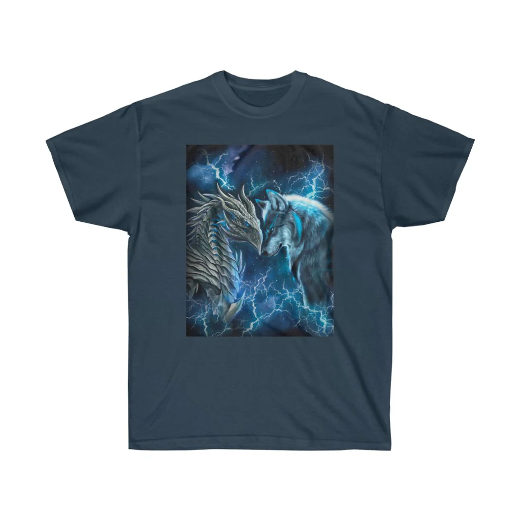 Dragon and Wolf Blue Lighting T-Shirt - Image 9