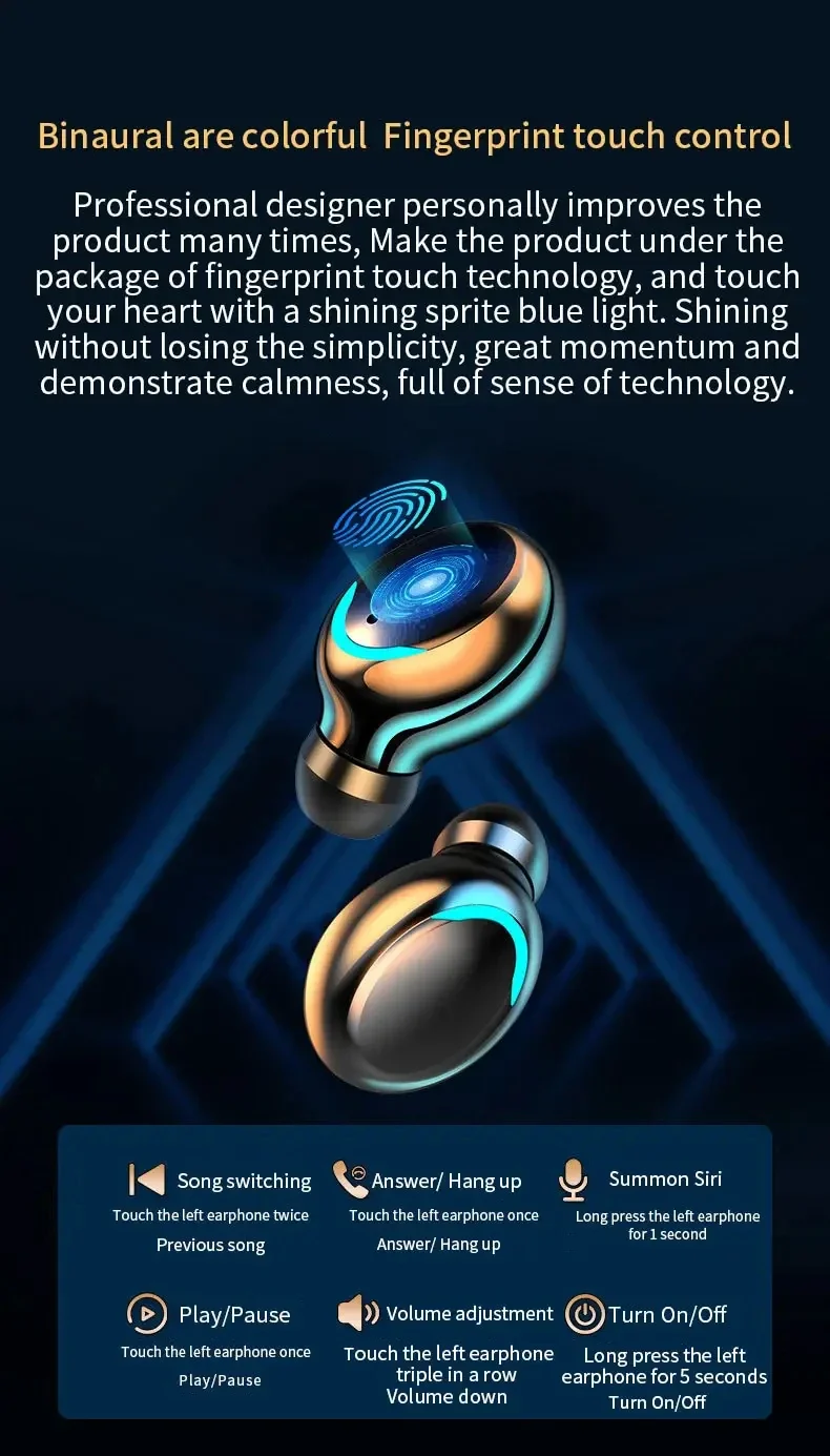 F9 Wireless Bluetooth Headphones Tws Waterproof Earbuds Earphones Digital Display Headset - Image 8