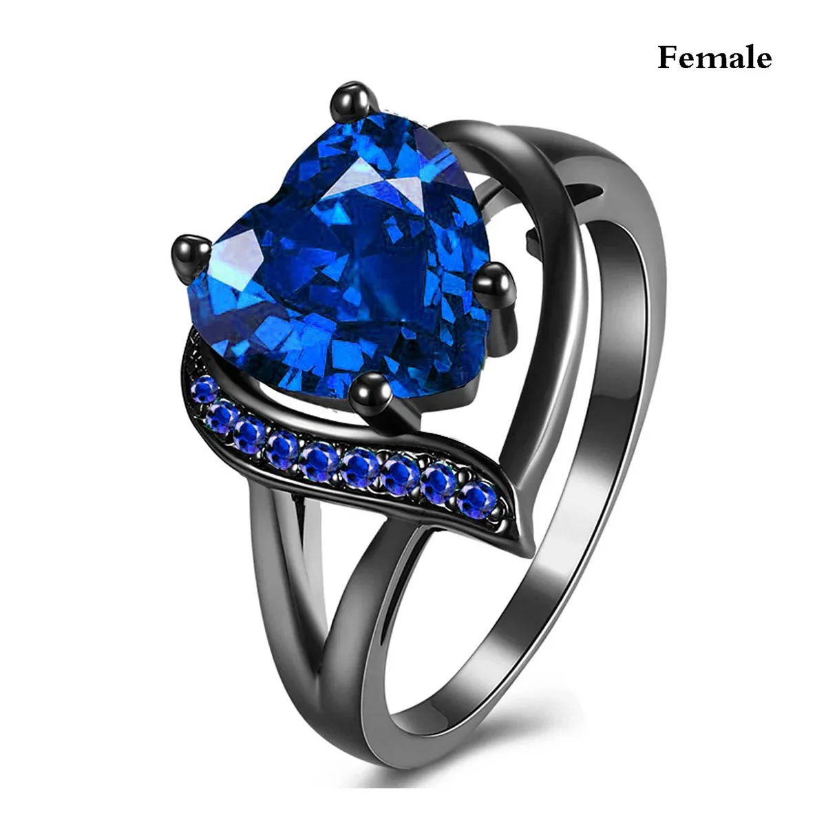 Fashion Couple Promise Rings Romantic Women Heart Blue Rhinestones Zircon Ring Men Stainless Steel Celtic Dragon Ring Jewelry - Image 5