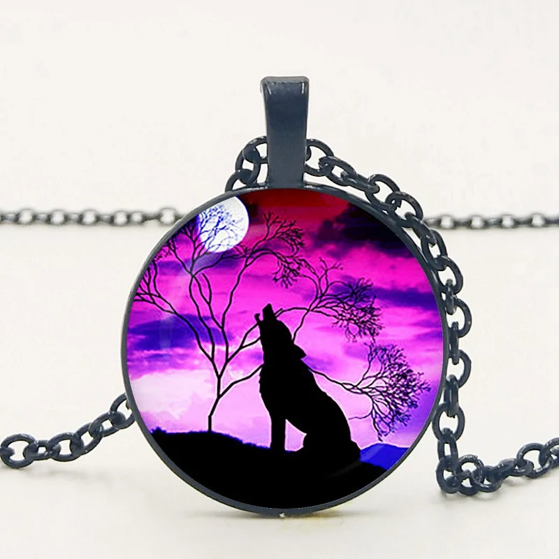 Gothic Custom Necklace Nordic Glass Wolf Cabochon Dark Necklace Pendant Jewelry - Image 11