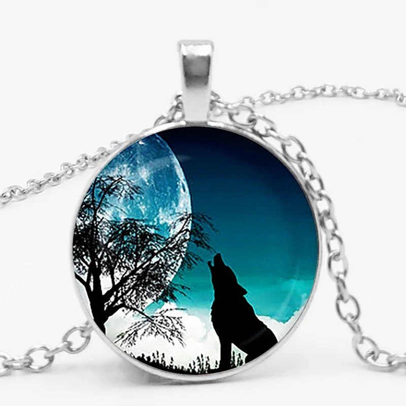 Gothic Custom Necklace Nordic Glass Wolf Cabochon Dark Necklace Pendant Jewelry - Image 12