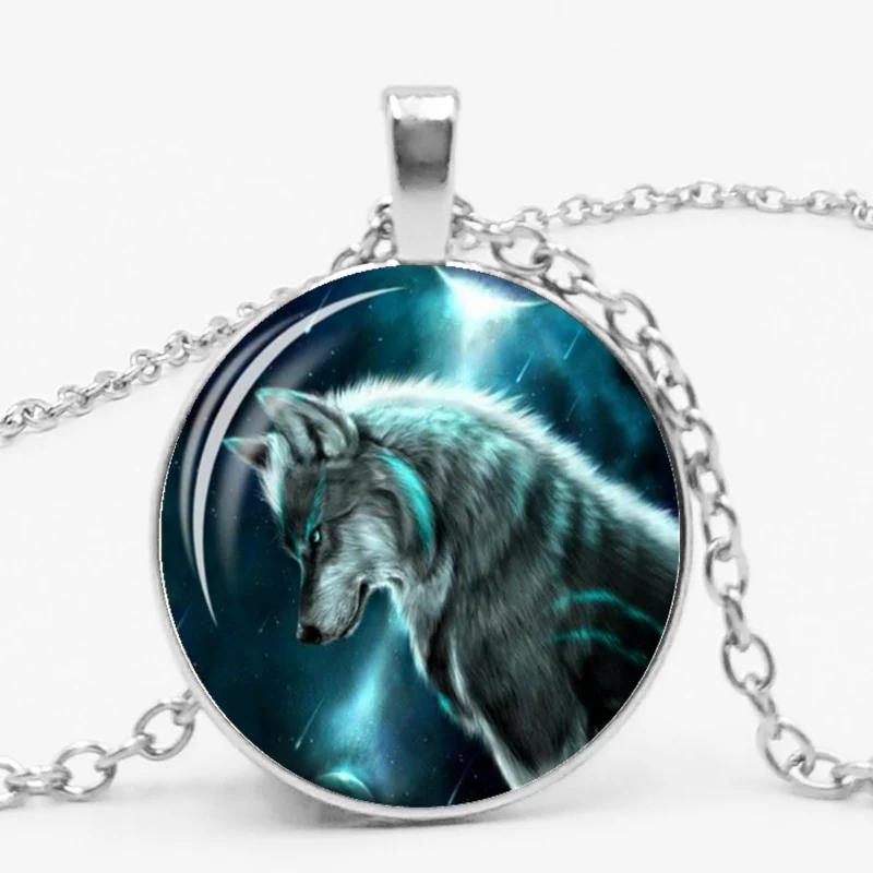 Gothic Custom Necklace Nordic Glass Wolf Cabochon Dark Necklace Pendant Jewelry - Image 15