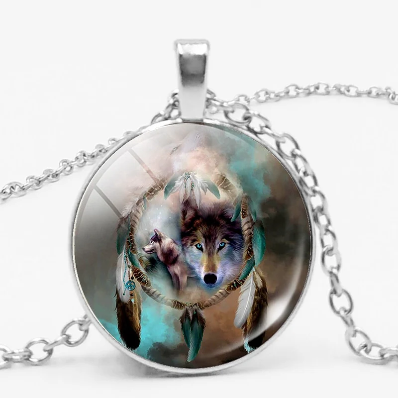 Gothic Custom Necklace Nordic Glass Wolf Cabochon Dark Necklace Pendant Jewelry - Image 16