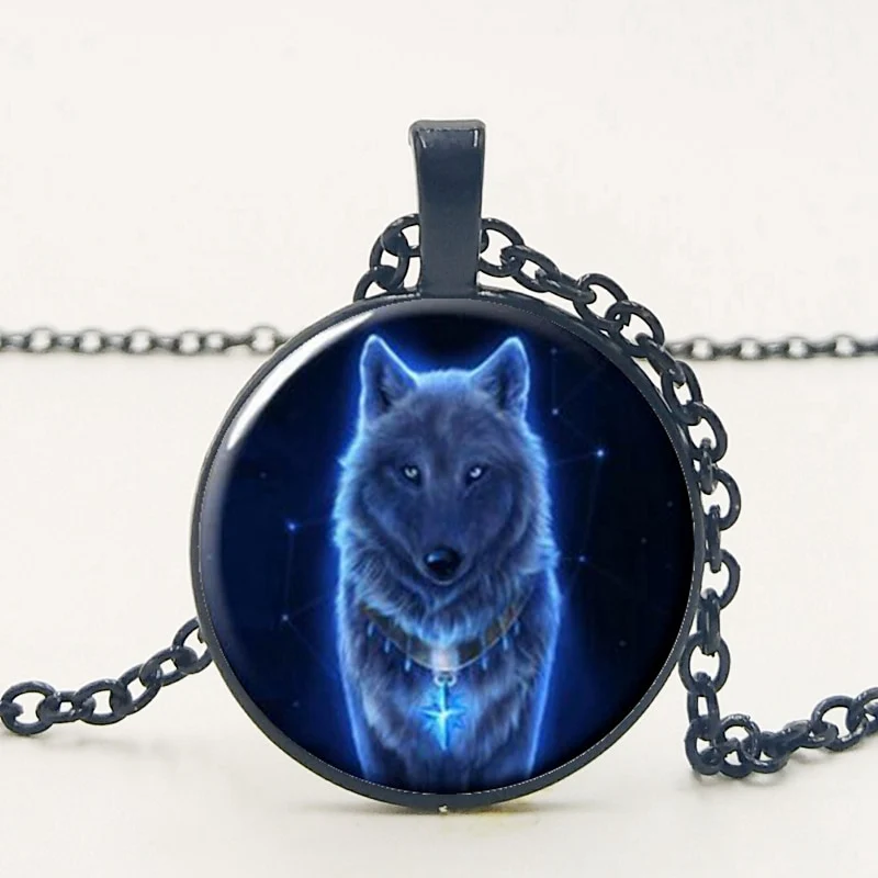 Gothic Custom Necklace Nordic Glass Wolf Cabochon Dark Necklace Pendant Jewelry - Image 17