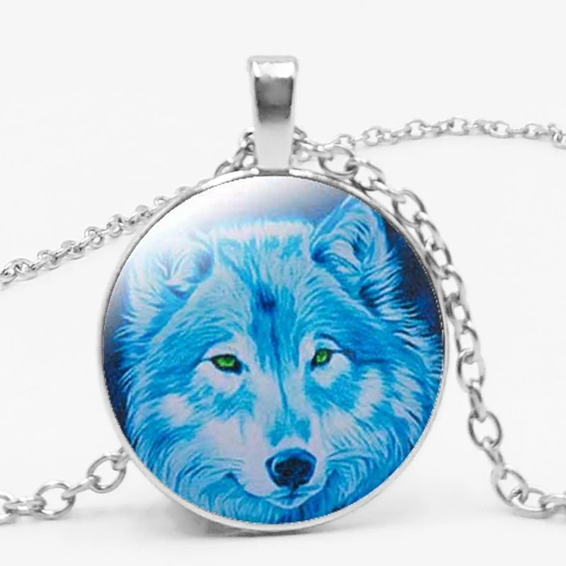 Gothic Custom Necklace Nordic Glass Wolf Cabochon Dark Necklace Pendant Jewelry - Image 19