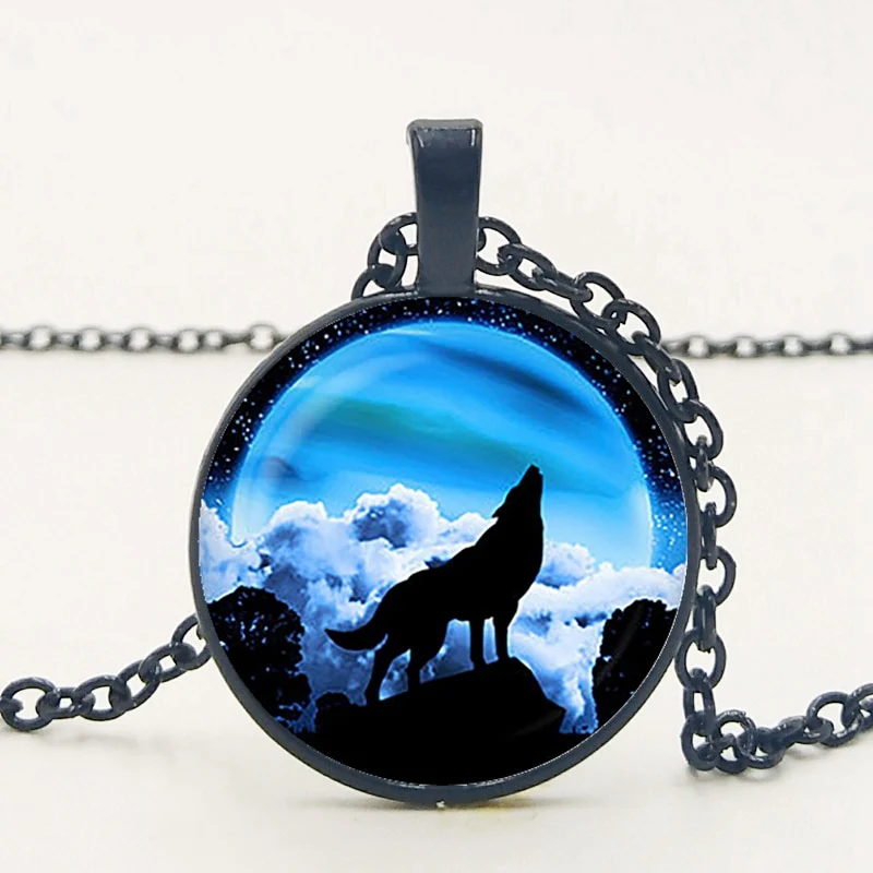 Gothic Custom Necklace Nordic Glass Wolf Cabochon Dark Necklace Pendant Jewelry - Image 20