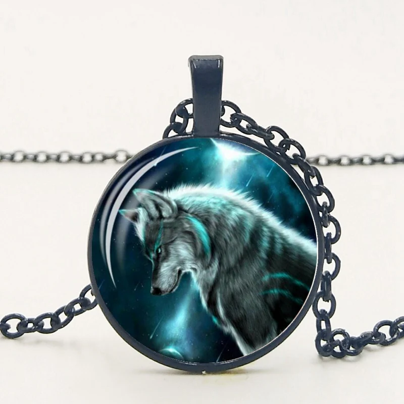 Gothic Custom Necklace Nordic Glass Wolf Cabochon Dark Necklace Pendant Jewelry - Image 22