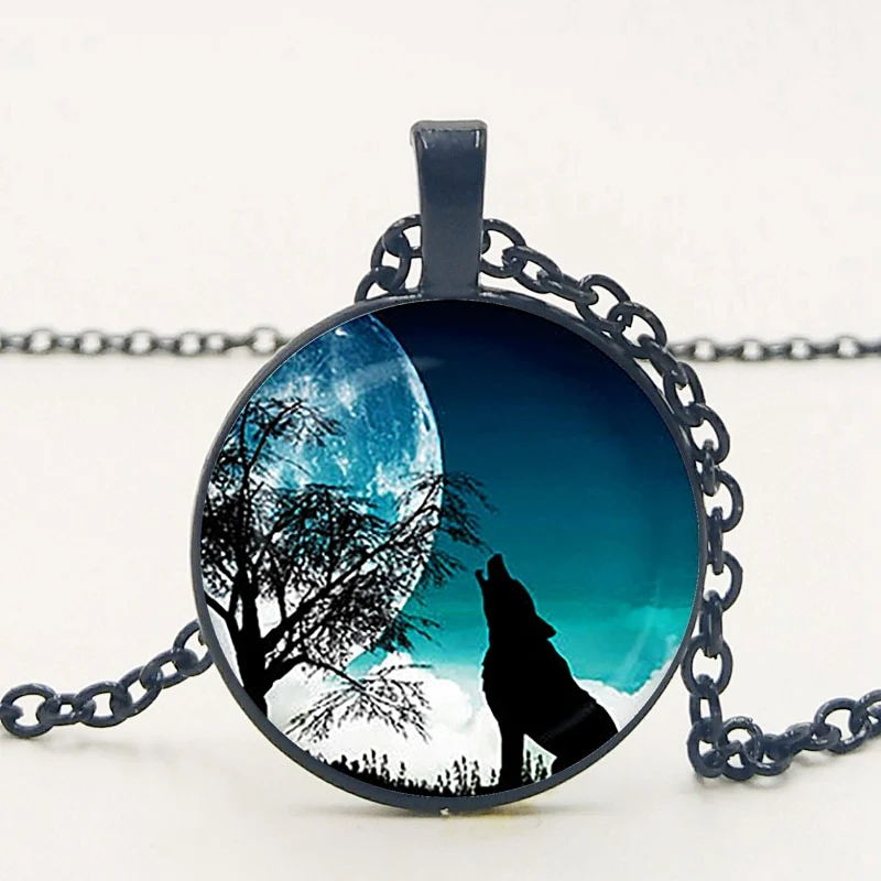 Gothic Custom Necklace Nordic Glass Wolf Cabochon Dark Necklace Pendant Jewelry - Image 23