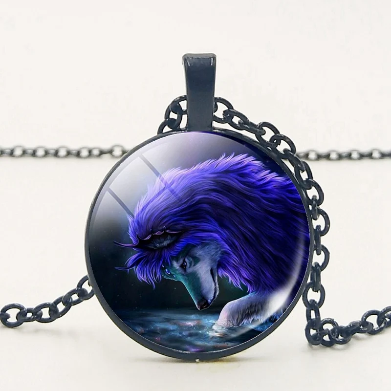 Gothic Custom Necklace Nordic Glass Wolf Cabochon Dark Necklace Pendant Jewelry - Image 24