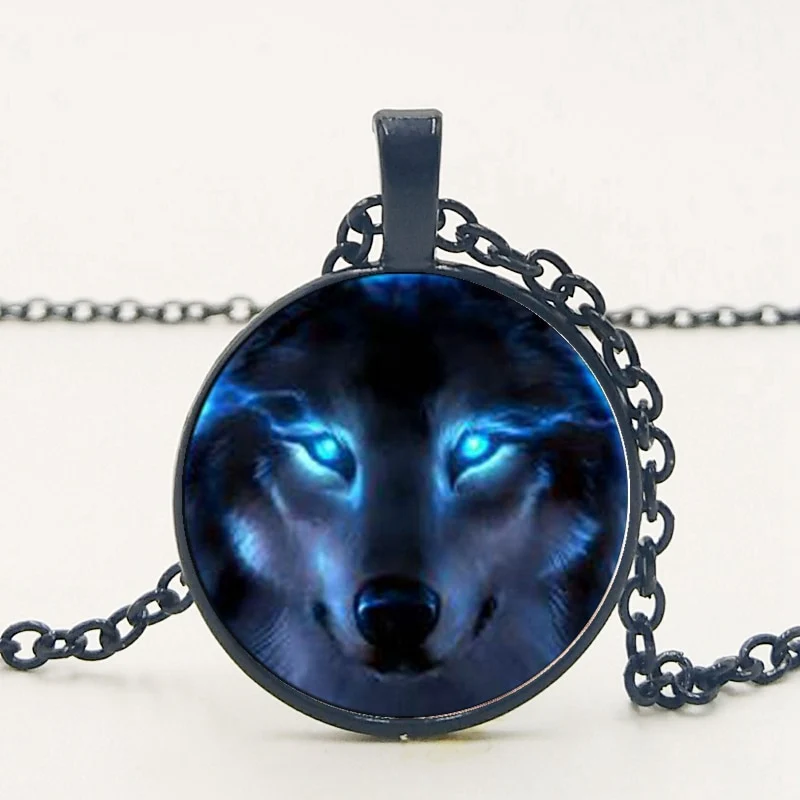 Gothic Custom Necklace Nordic Glass Wolf Cabochon Dark Necklace Pendant Jewelry - Image 25