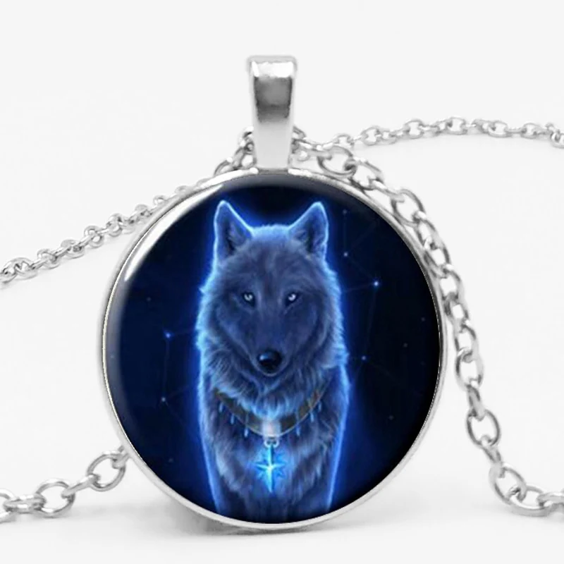 Gothic Custom Necklace Nordic Glass Wolf Cabochon Dark Necklace Pendant Jewelry - Image 3