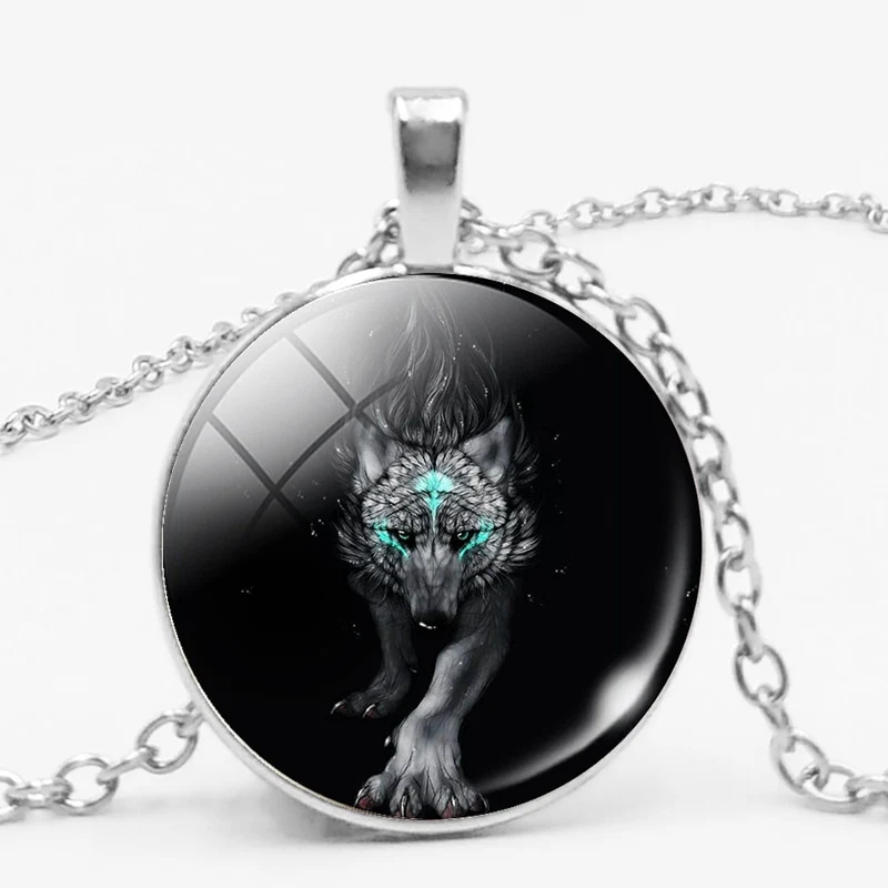 Gothic Custom Necklace Nordic Glass Wolf Cabochon Dark Necklace Pendant Jewelry - Image 30
