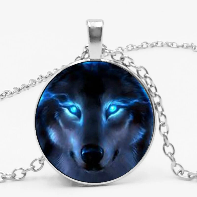 Gothic Custom Necklace Nordic Glass Wolf Cabochon Dark Necklace Pendant Jewelry - Image 4