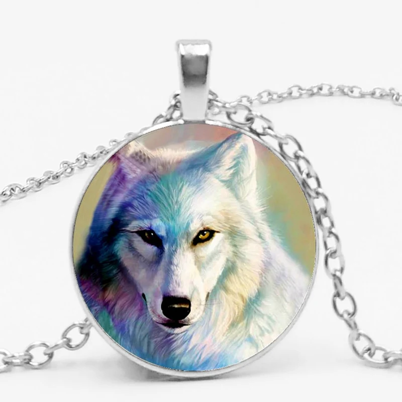 Gothic Custom Necklace Nordic Glass Wolf Cabochon Dark Necklace Pendant Jewelry - Image 5
