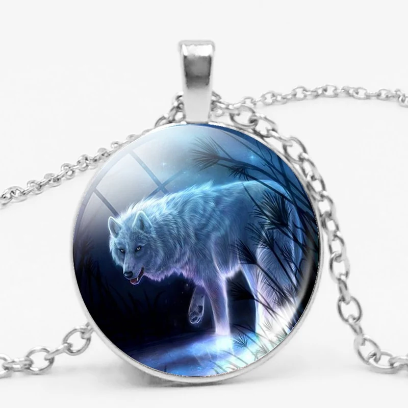 Gothic Custom Necklace Nordic Glass Wolf Cabochon Dark Necklace Pendant Jewelry - Image 6