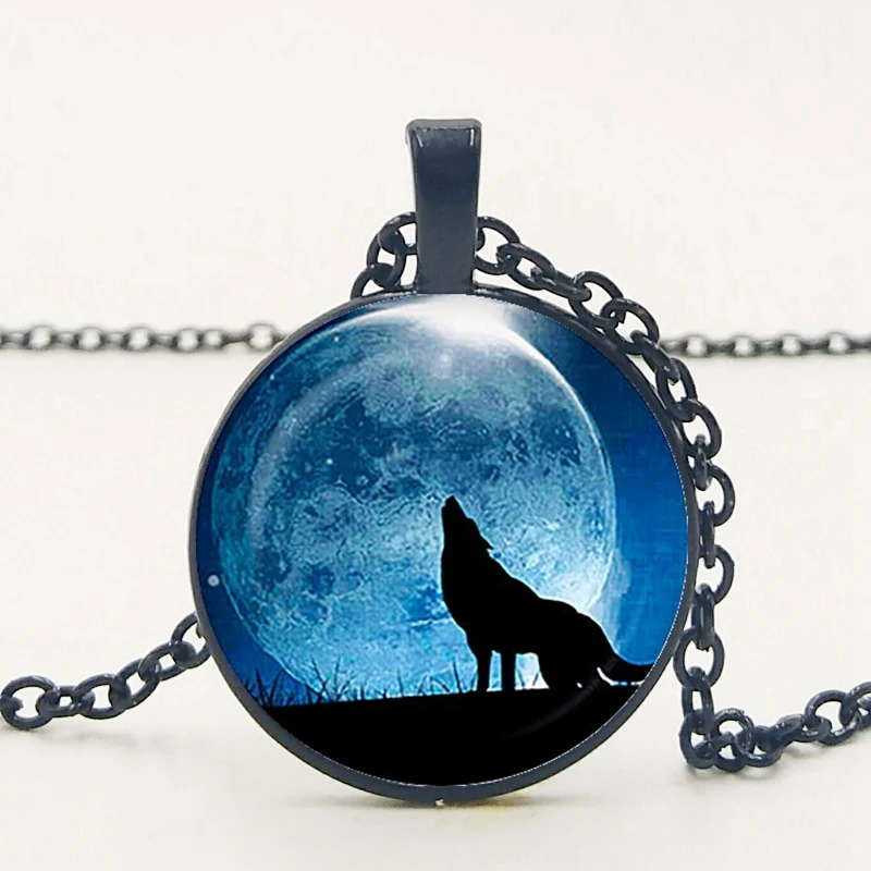 Gothic Custom Necklace Nordic Glass Wolf Cabochon Dark Necklace Pendant Jewelry - Image 7