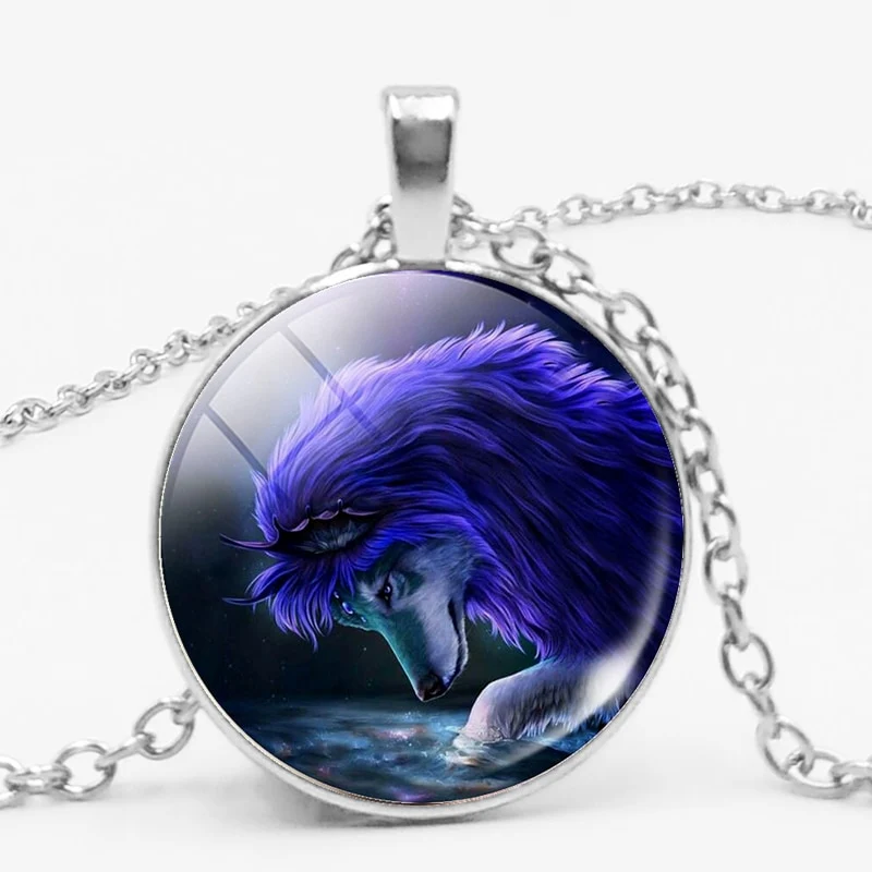 Gothic Custom Necklace Nordic Glass Wolf Cabochon Dark Necklace Pendant Jewelry - Image 8