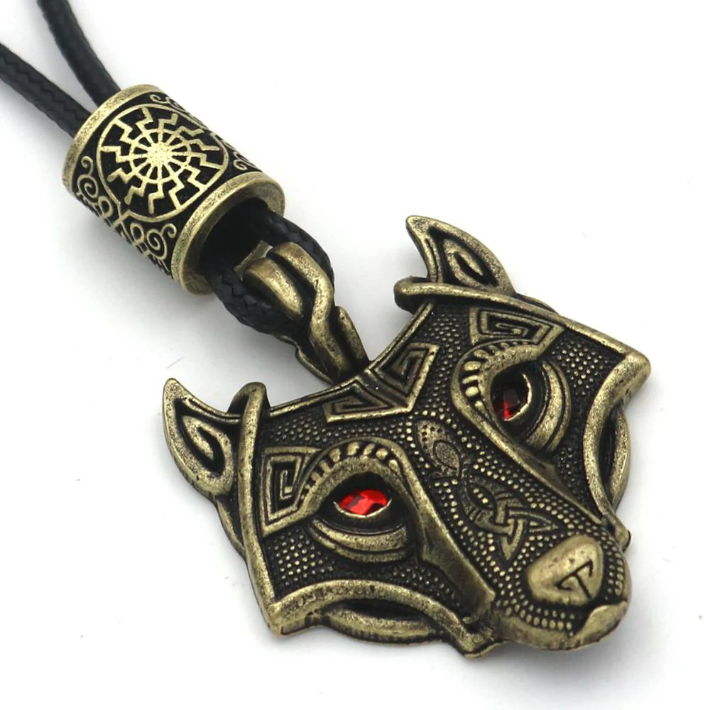 Green Black Red Eyes Wolf Different Amulet Pendant Nordic Bead Valknut Trinity Viking Necklace Talisman Wicca Jewelry - Image 16