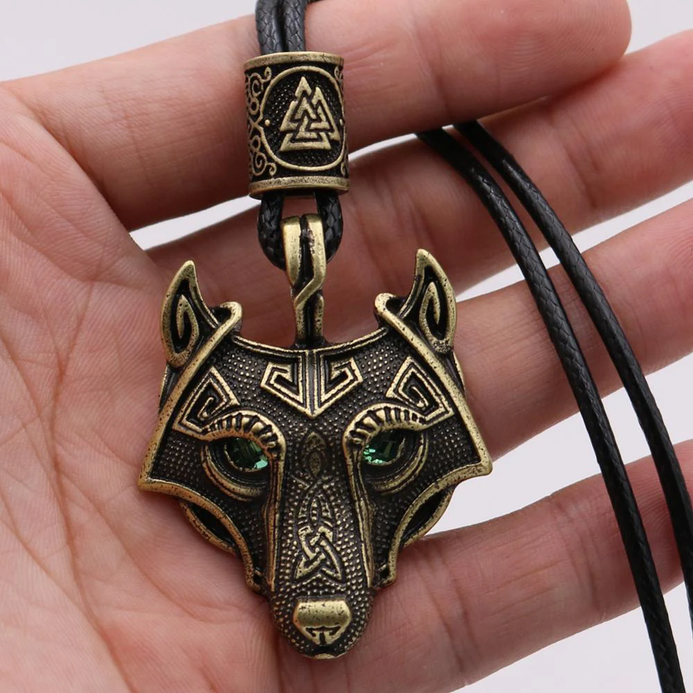 Green Black Red Eyes Wolf Different Amulet Pendant Nordic Bead Valknut Trinity Viking Necklace Talisman Wicca Jewelry - Image 21