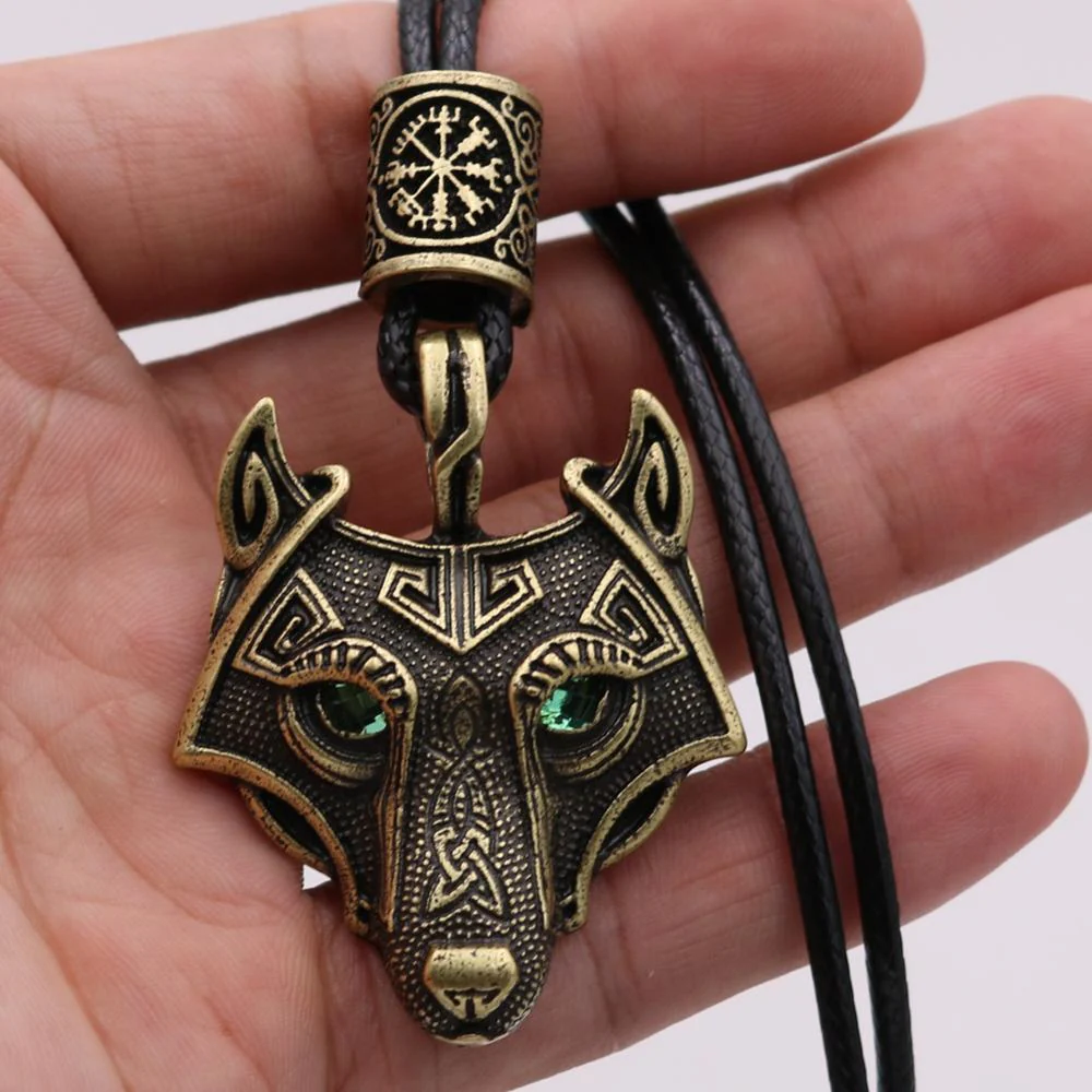 Green Black Red Eyes Wolf Different Amulet Pendant Nordic Bead Valknut Trinity Viking Necklace Talisman Wicca Jewelry - Image 6