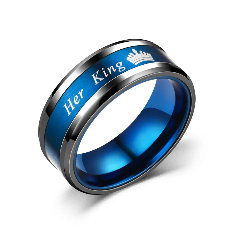 Her King His Queen Stainless Steel Women Men Crown Romantic Ring Jewelry - Image 5
