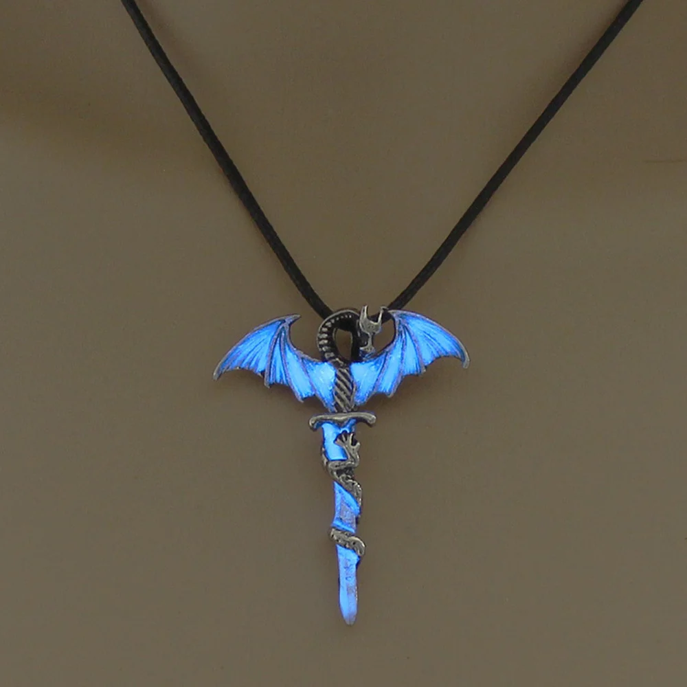 Luminous Necklace Glow In The Dark Sword Vintage Dragon Pendant Necklace Jewelry - Image 10