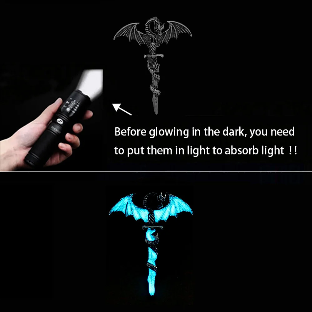 Luminous Necklace Glow In The Dark Sword Vintage Dragon Pendant Necklace Jewelry - Image 3