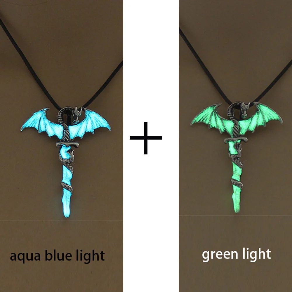 Luminous Necklace Glow In The Dark Sword Vintage Dragon Pendant Necklace Jewelry - Image 5