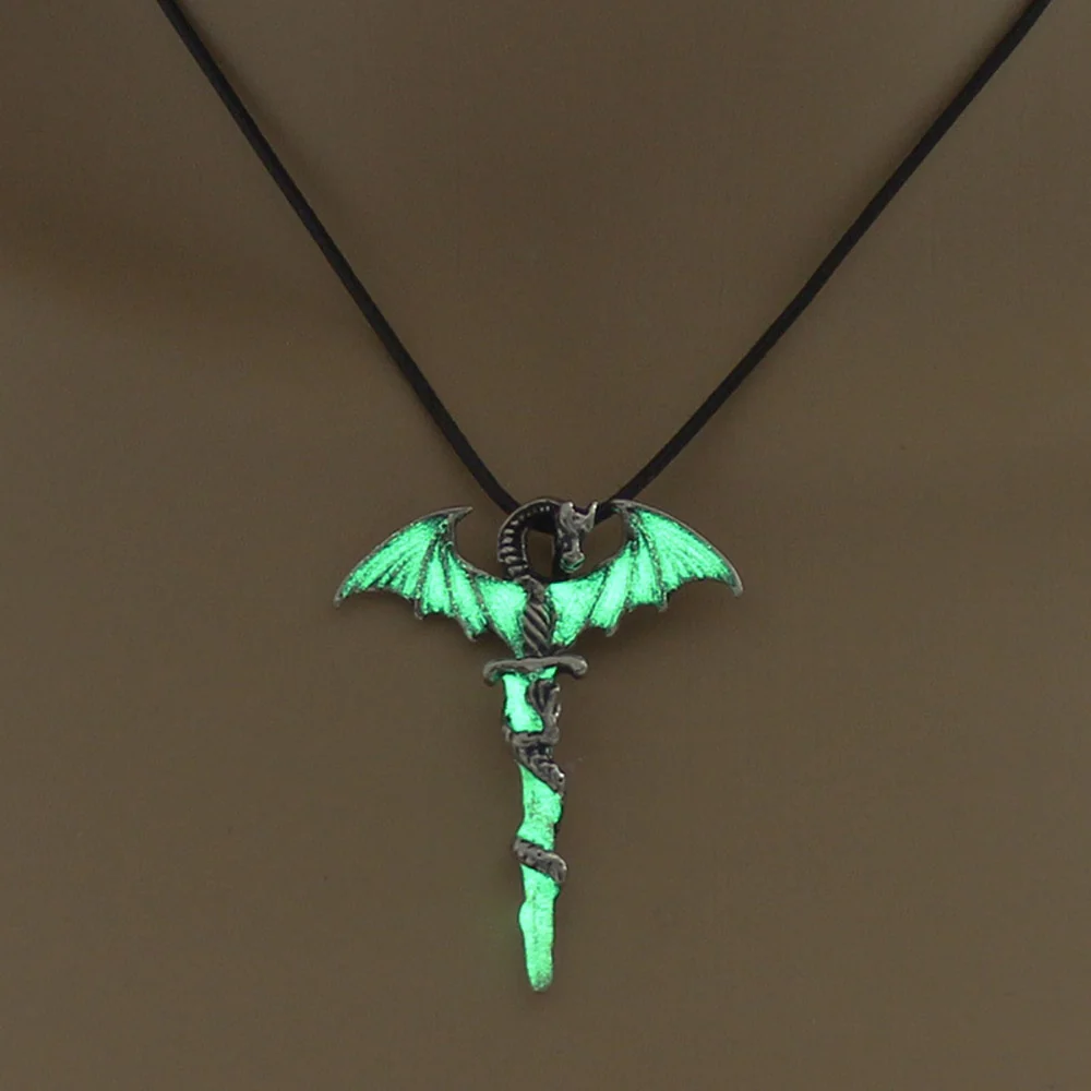 Luminous Necklace Glow In The Dark Sword Vintage Dragon Pendant Necklace Jewelry - Image 8