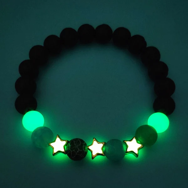 Natural Stones Luminous Glowing In The Dark Lotus Flower Shaped Charm Bracelet Different Colors Jewelry - Image 10