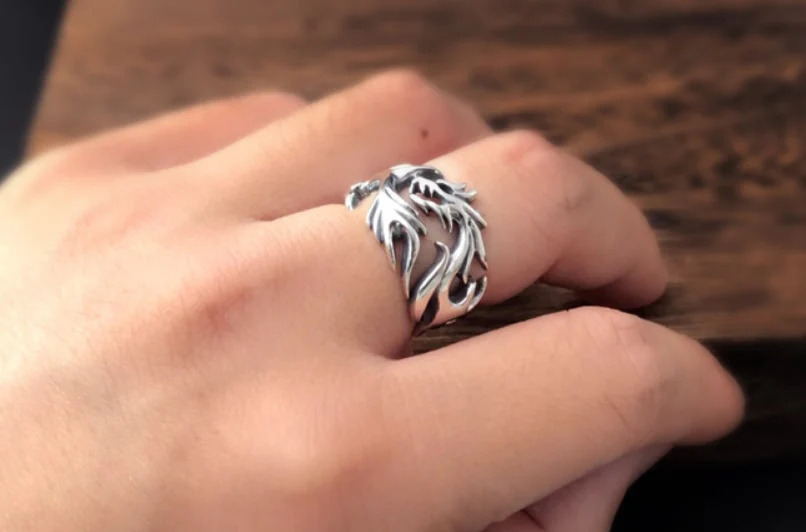 Real Silver Hollow Dragon Ring Sterling Silver Thai Silver Retro Dragon Trendy Ring Jewelry - Image 7