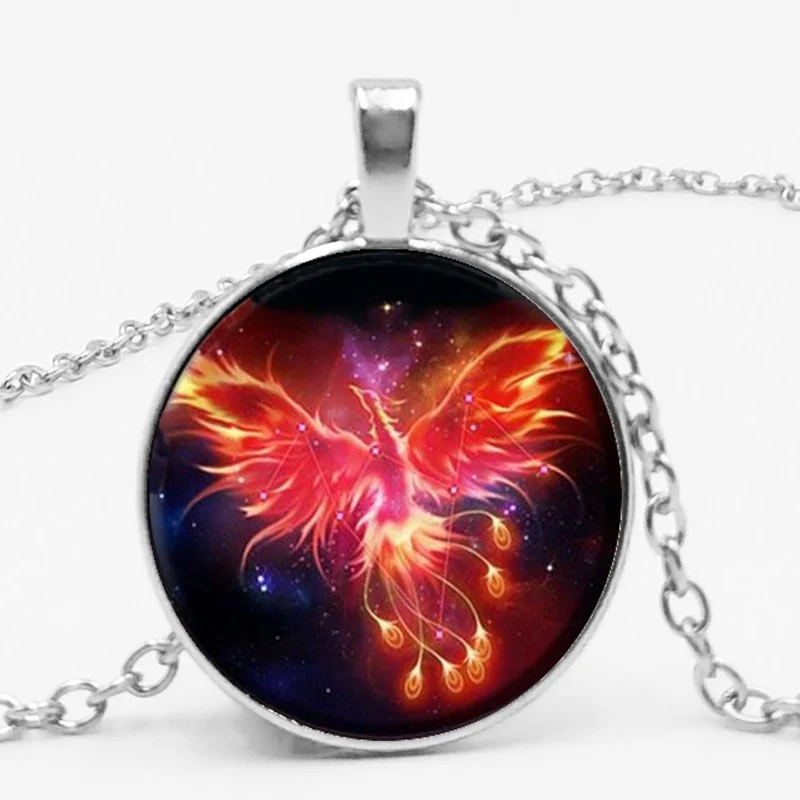 Starry Sky Beast Phoenix Constellation Gold Saint Glass Pendant Necklace Classic Comic Memory Jewelry - Image 4