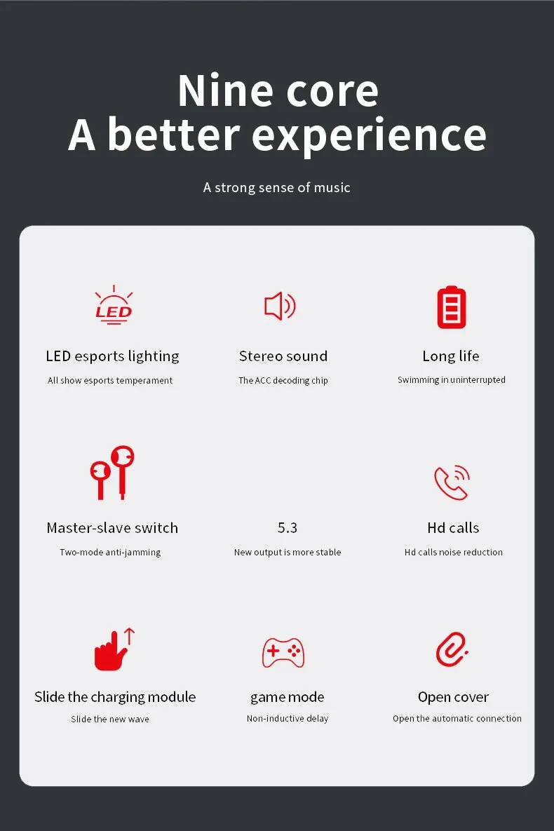 TWS M90 Wireless Headphones Sliding Cover Gaming Earphone Bluetooth 5.3 Sport Earbuds Music Headsets - Image 8