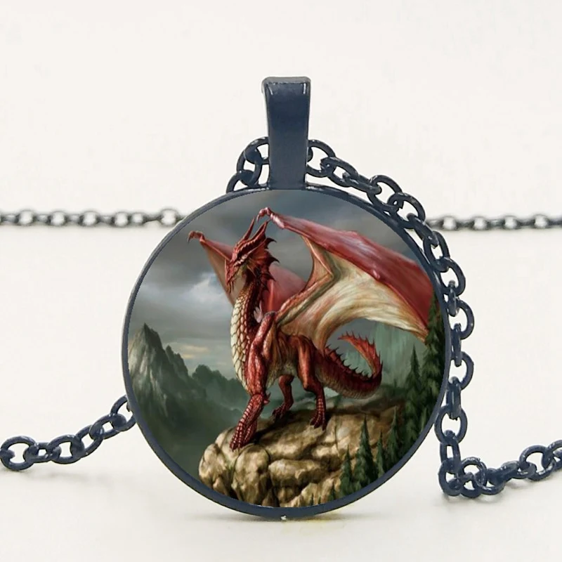 Western Red Dragon Wings Dragon Pendant Necklace Jewelry Red Dragon Pendant Necklace - Image 5
