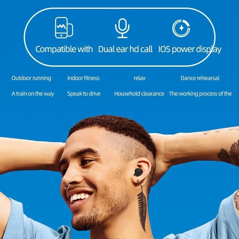 Wireless Bluetooth Headset Earbuds Noice Cancelling Earphone Bluetooth Headphones Mic - Image 5